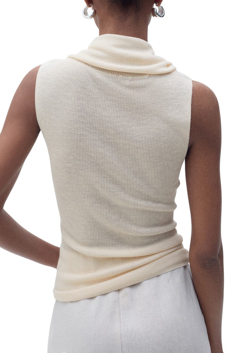 MANGO Cowl Neck Sleeveless Rib Top, Alternate, color, Light/ Pastel Grey