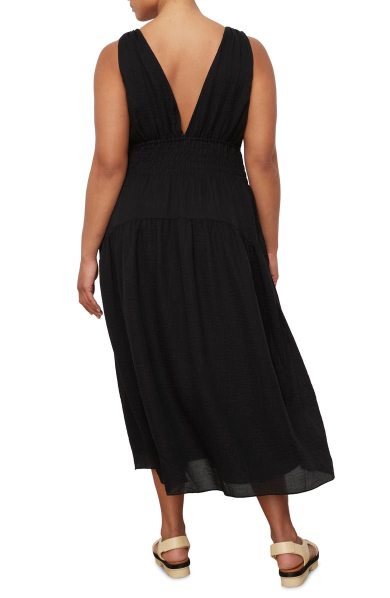Vince Smocked Tiered Midi Dress, Alternate, color, Black