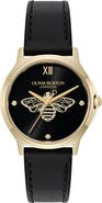Olivia Burton Classic Bee Leather Strap Watch, 30mm