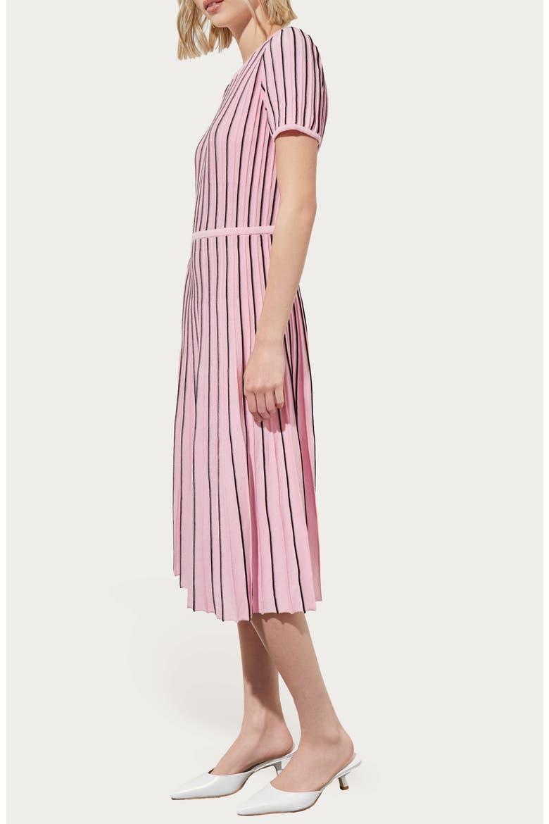 Short Sleeve Fit & Flare Dress, Alternate, color, PERFECT PINK/ BLACK