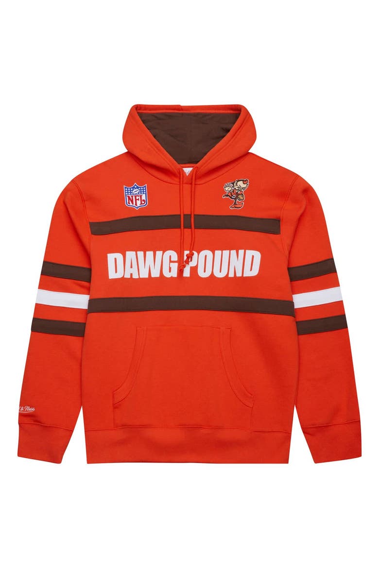 Men's  Orange Cleveland Browns Vintage Logo Head Coach Fleece Pullover Hoodie, Alternate, color, Orange