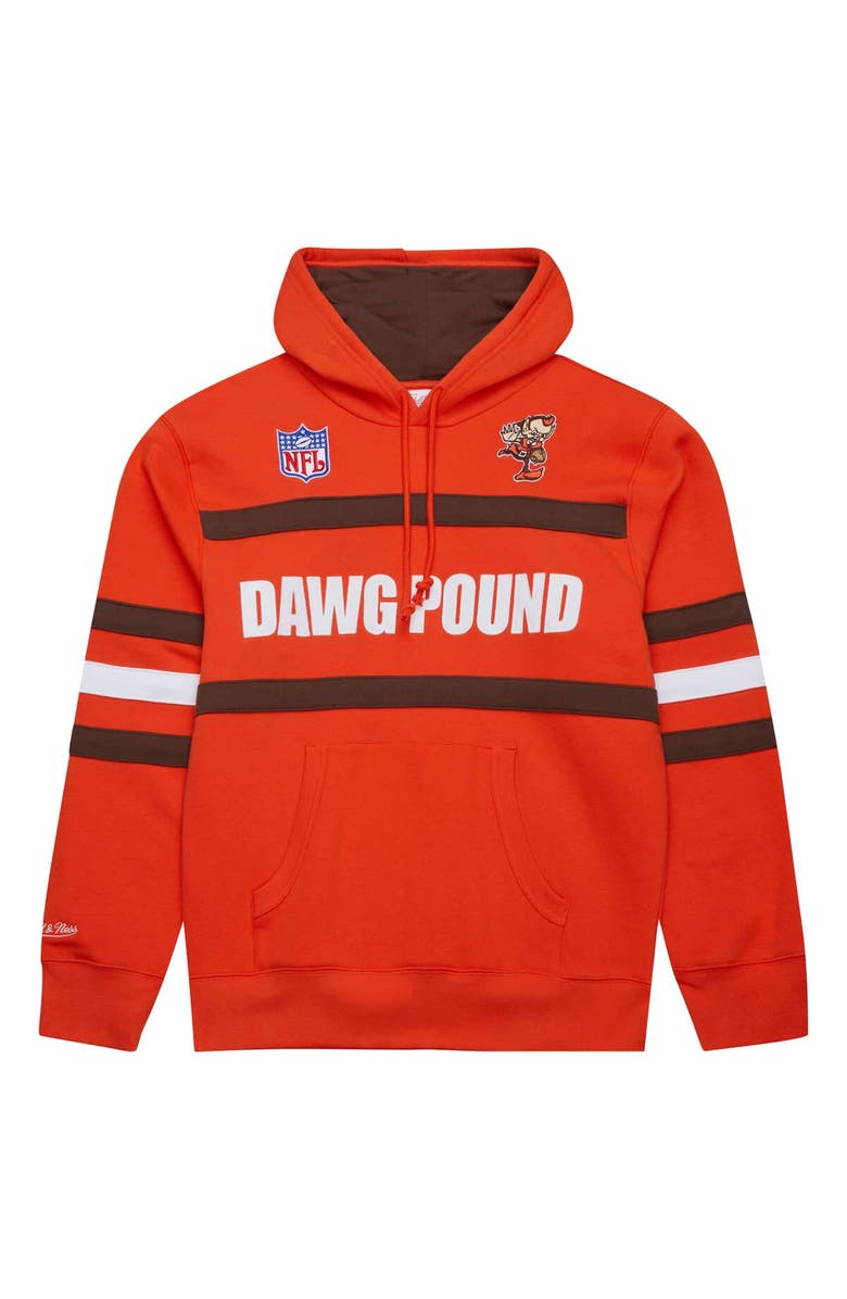 Mitchell & Ness Men's Orange Cleveland Browns Vintage Logo Head Coach Fleece Pullover Hoodie, Alternate, color, Orange