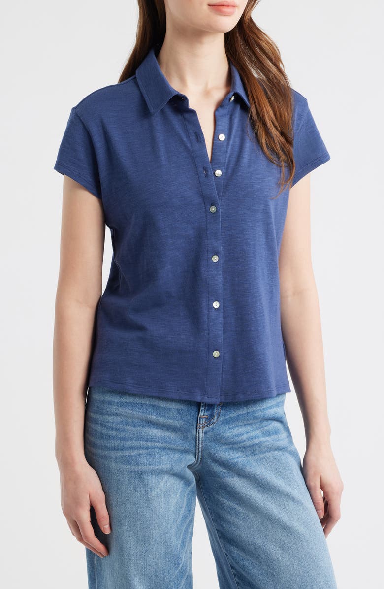 Bella Dahl Cap Sleeve Shirt, Main, color, Midnight Surf