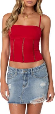EDIKTED Jennie Ladder Stitch Corset Camisole