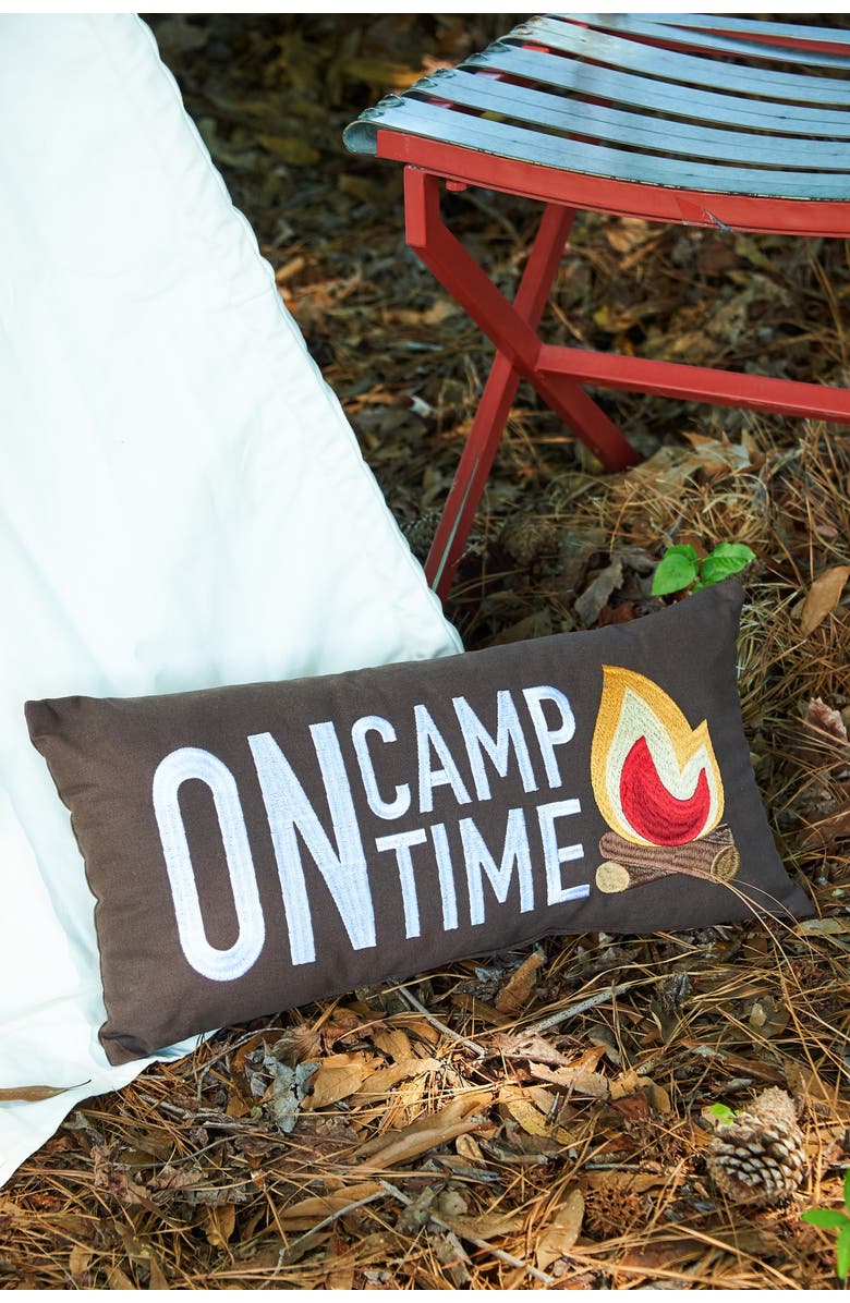 C&F Home Campfire "On Camp Time" Embroidered Long Accent Pillow 10" x 20", Alternate, color, Grey