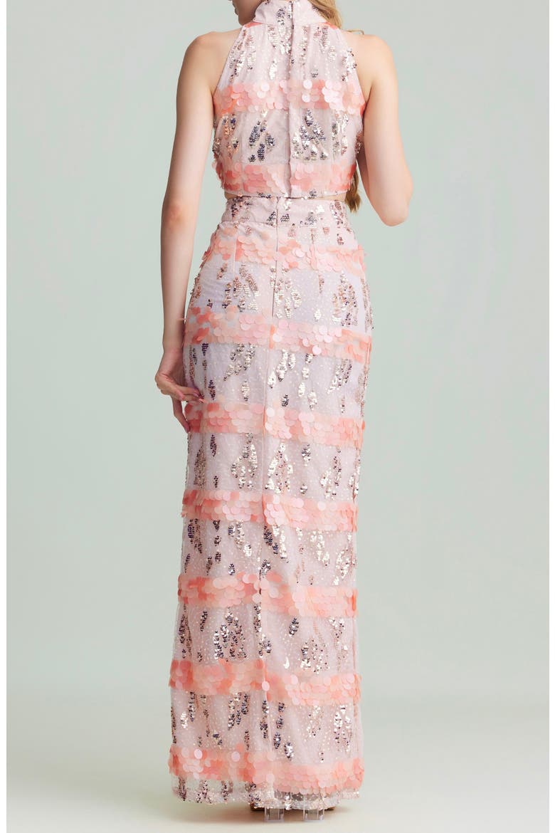 Saana Sequin & Paillette Embellished Crop Top & Skirt Set, Alternate, color, PINK