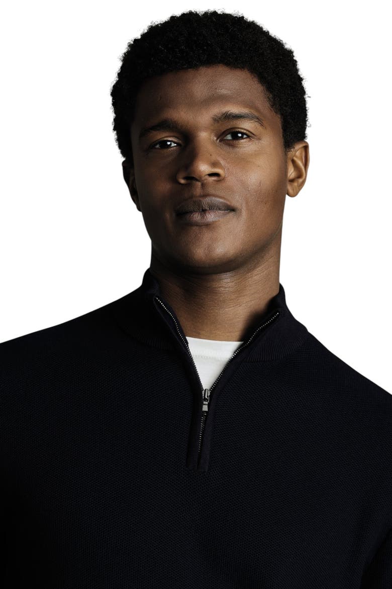 Cotton Zip Neck Sweater, Alternate, color, Navy Blue