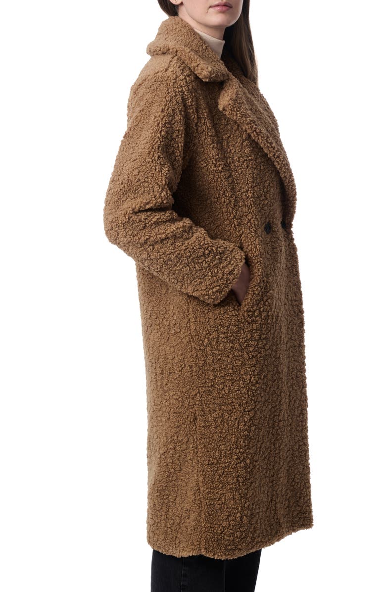 Bernardo Faux Shearling Double Breasted Coat, Alternate, color, 