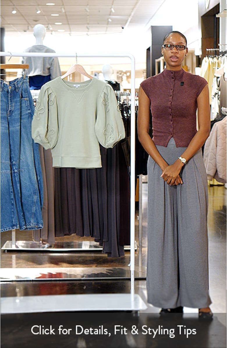 Camy Floral Puff Sleeve Cotton Sweatshirt, sales video thumbnail