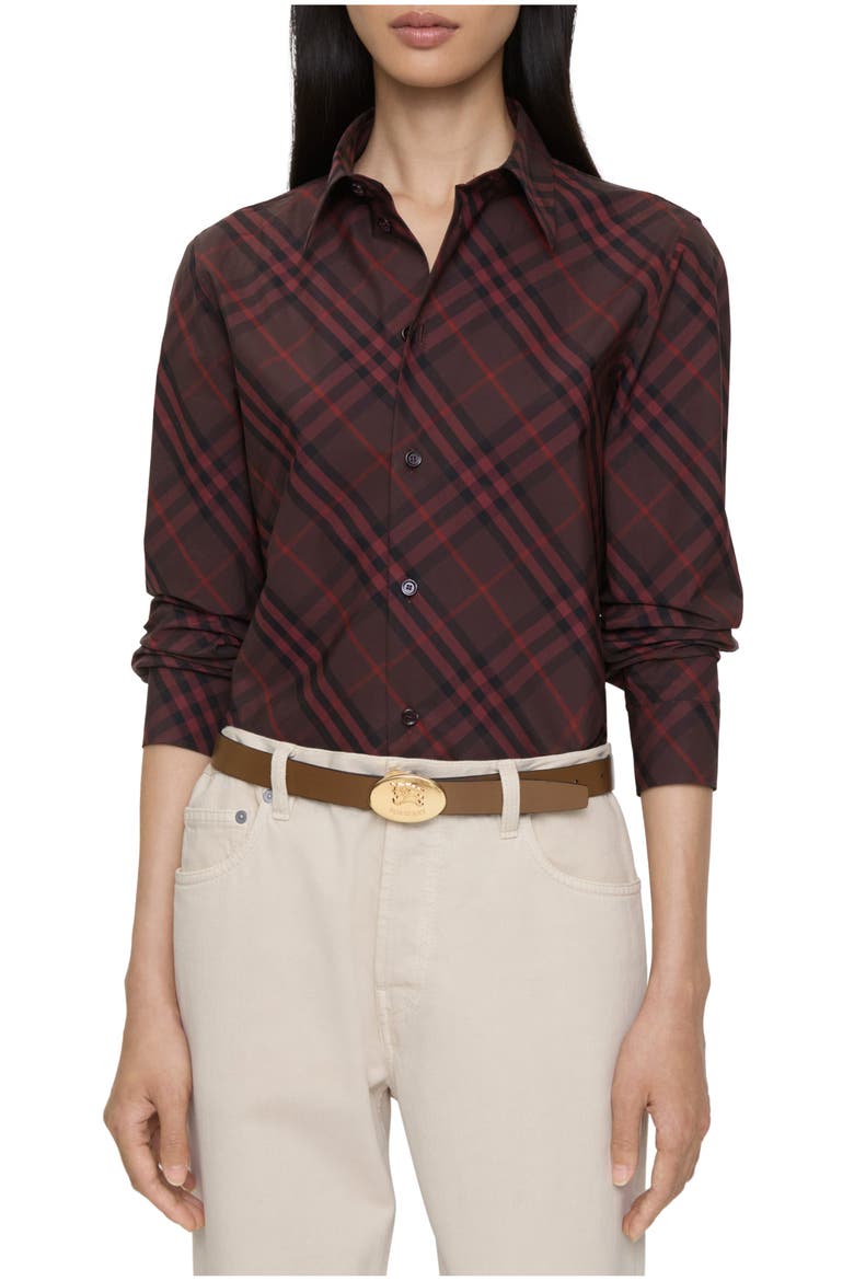Slim Fit Check Cotton Shirt, Main, color, Wine red