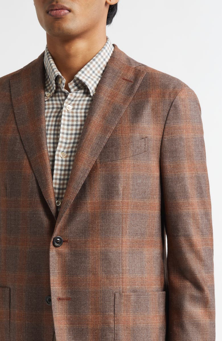 Boglioli K-Jacket Check Wool, Silk & Linen Sport Coat, Alternate, color, Rust