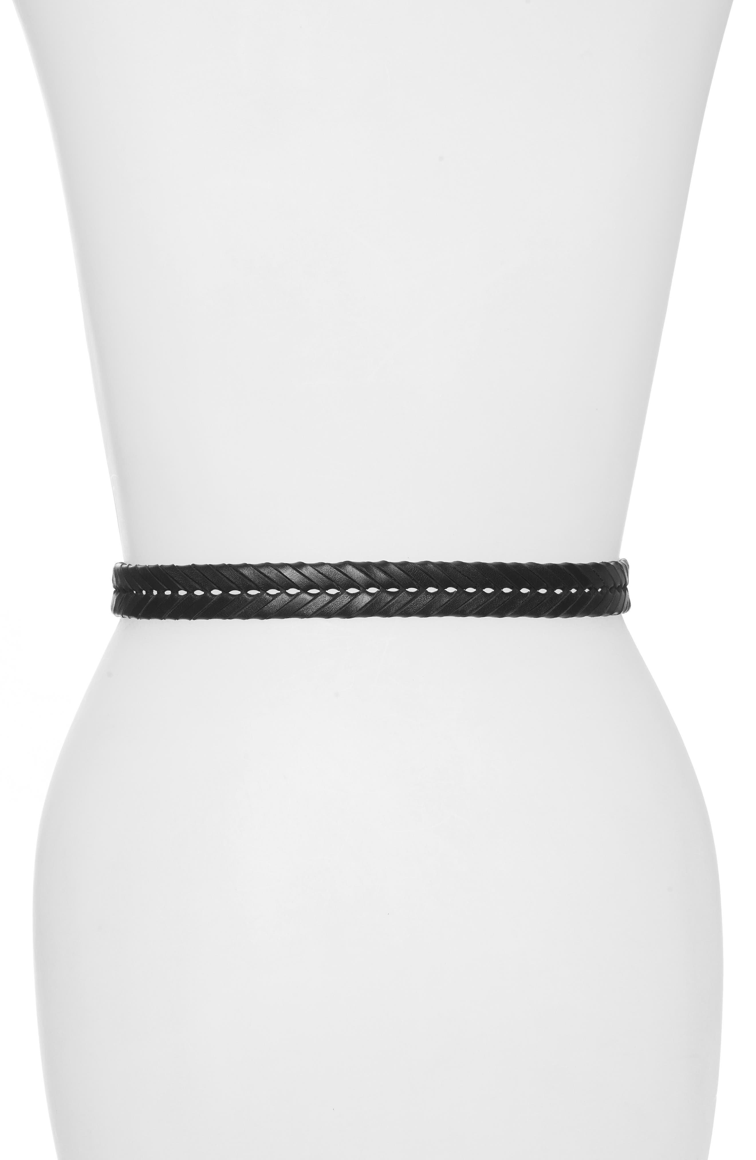ALLSAINTS Women's Skinny Slim Leather and Chain Belt