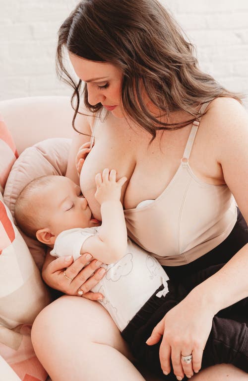 Davin & Adley Busty Size Amelia Pumping And Nursing Crop Cami In Neutral