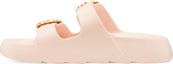 Imitation Pearl Buckle Slide Sandal