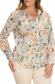 NIC+ZOE Pressed Flowers Woven Cotton Shirt