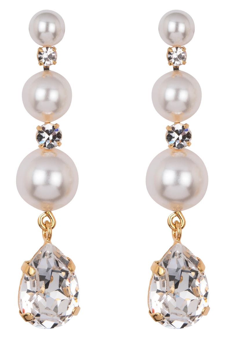 Corisande Faux Pearl & Crystal Drop Earrings, Main, color, CRYSTAL PEARL