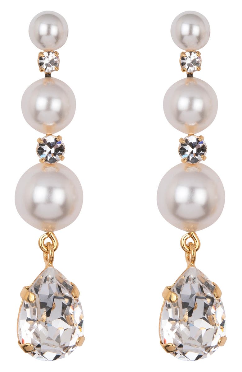 Jennifer Behr Corisande Faux Pearl & Crystal Drop Earrings, Main, color, Crystal Pearl