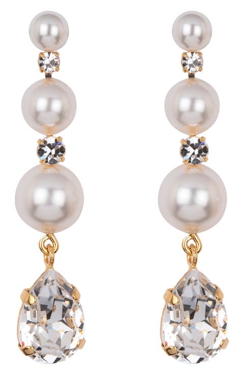 Corisande Faux Pearl & Crystal Drop Earrings