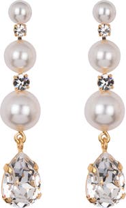 Jennifer Behr Corisande Faux Pearl & Crystal Drop Earrings