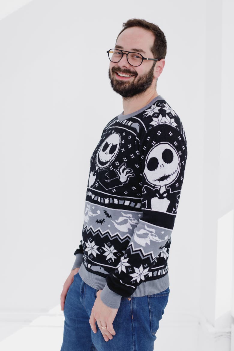 Nightmare Before Christmas Holiday Sweater, Alternate, color, Jack Skellington Black