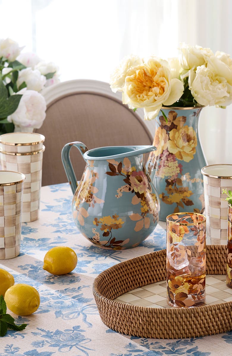 MACKENZIE CHILDS Wild Rose Slate Enameled Steel 2-Quart Pitcher, Alternate, color, 