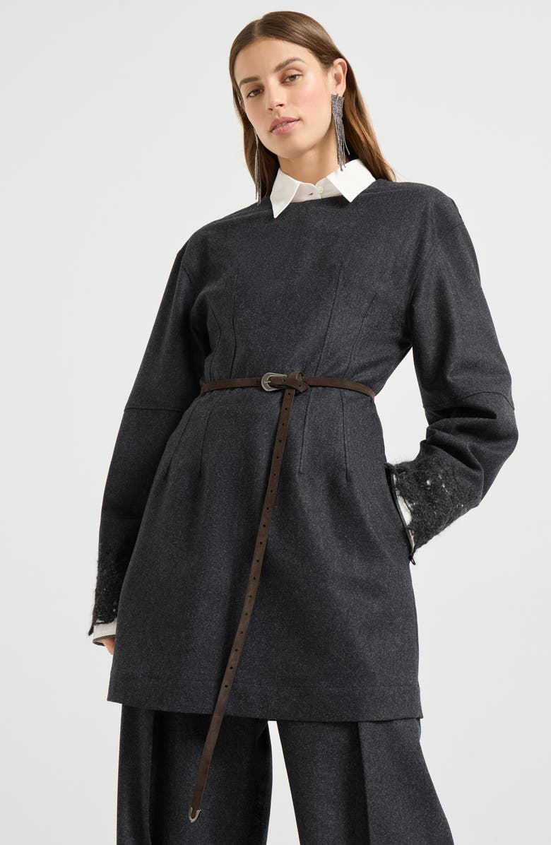 Brunello Cucinelli Suede slim western belt, Alternate, color, Pine Cone Brown