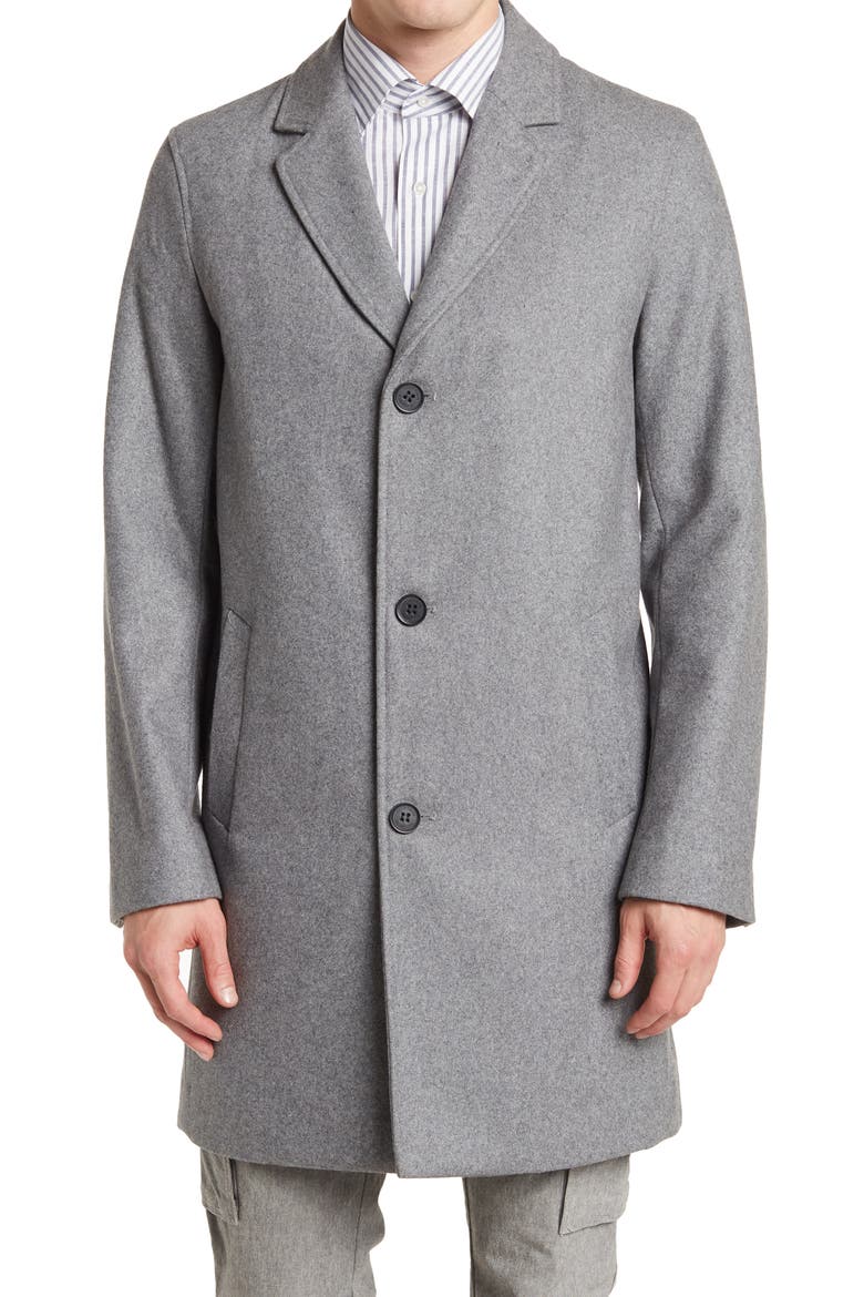 Wool Blend Melton Classic Topper, Main, color, LT GREY