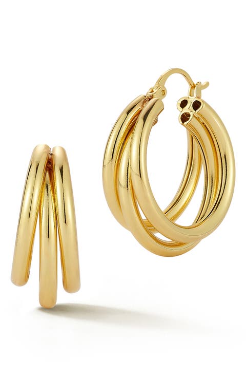 Triple Row Hoop Earrings