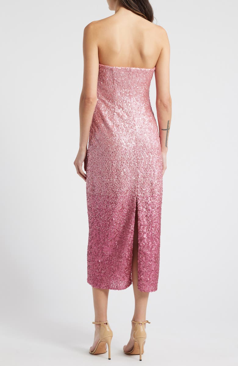 LoveShackFancy Stasia Sequin Ombré Strapless Dress, Alternate, color, 