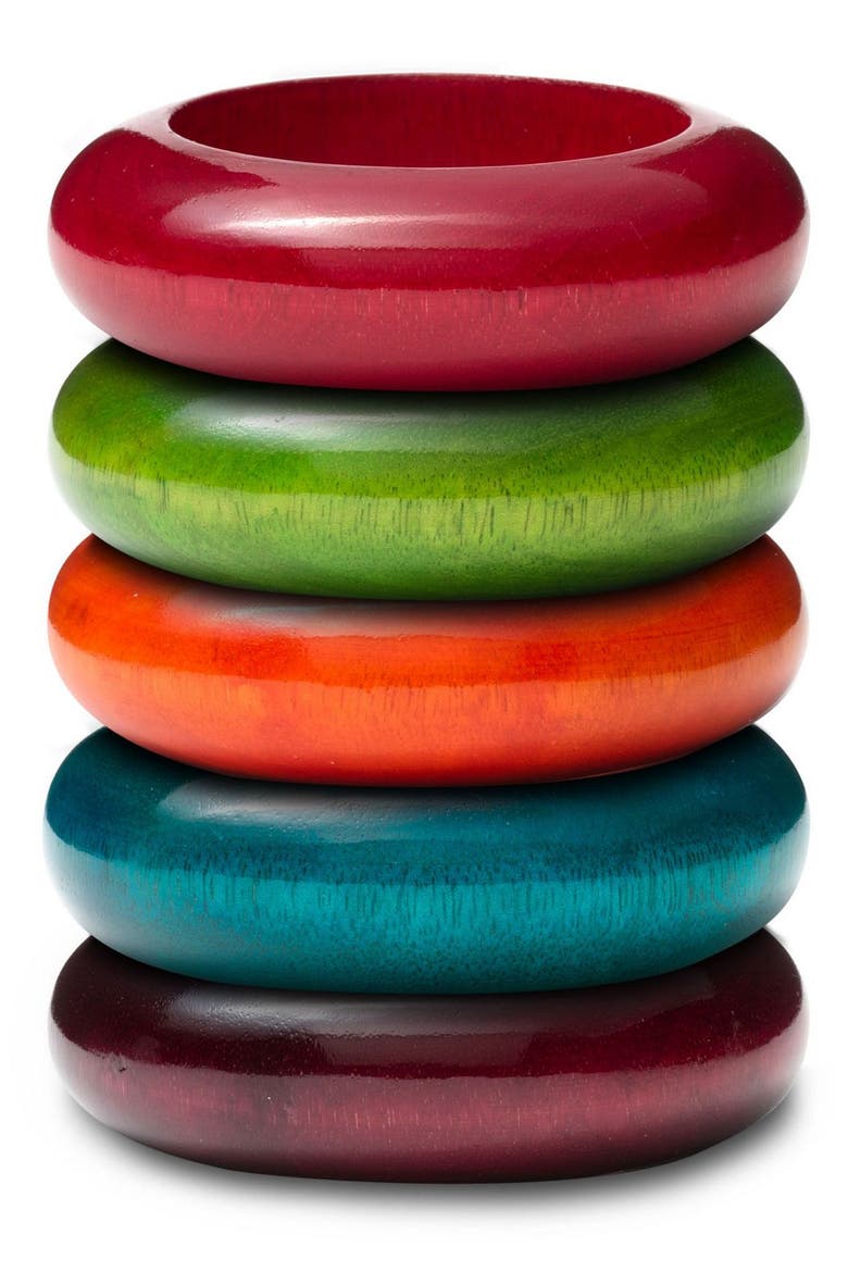 Wood Bangle Bracelet, Alternate, color, BERRY