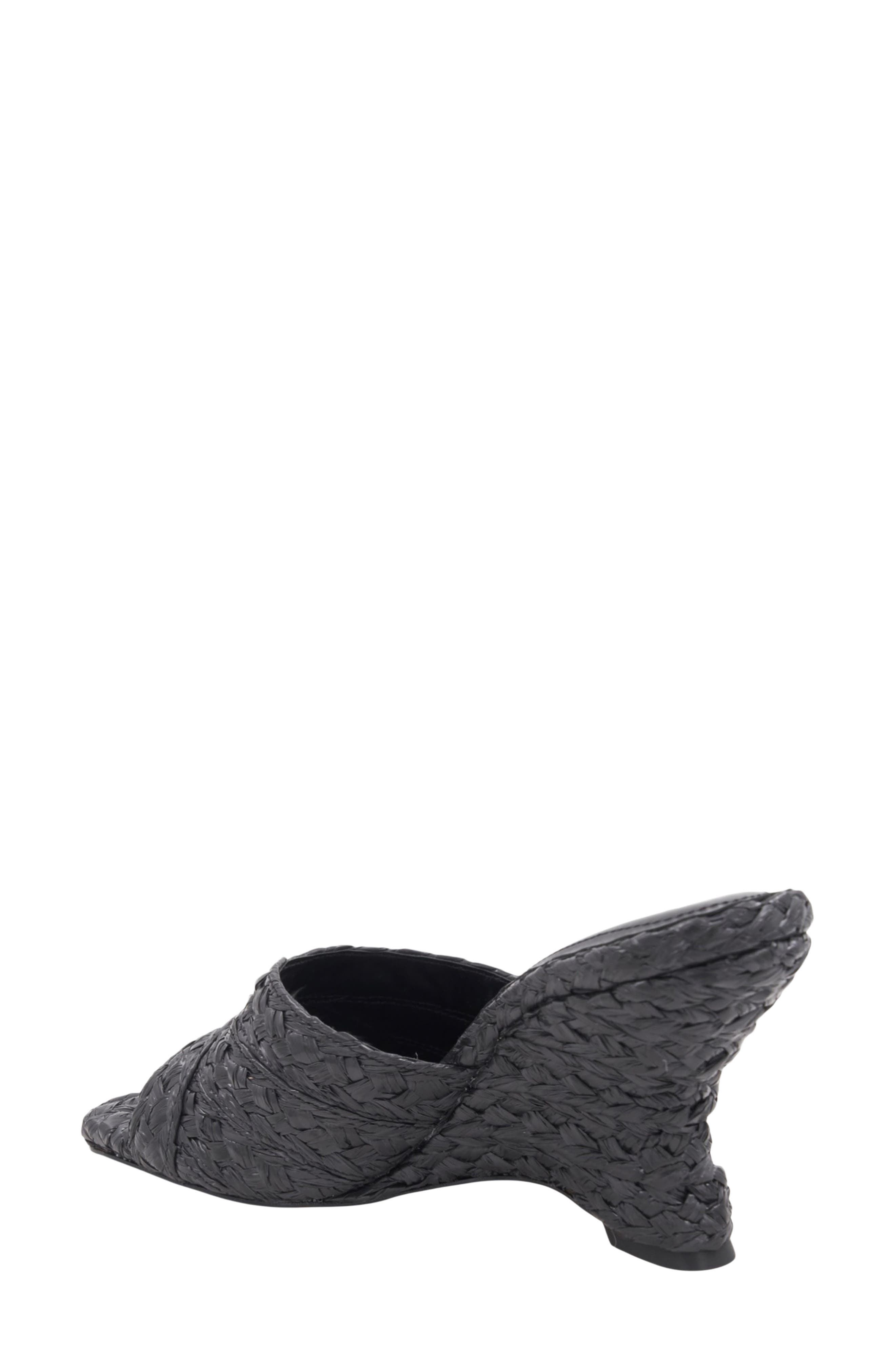 Breana Square Toe Wedge Mule, Alternate, color, BLACK RAFFIA
