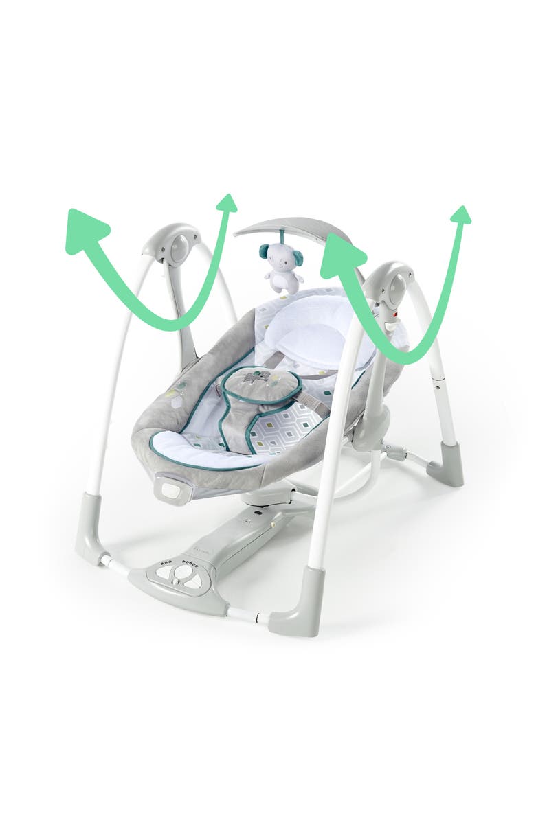 INGENUITY ConvertMe 2-in-1 Compact Portable Baby Swing 2 Infant Seat, Alternate, color, Grey
