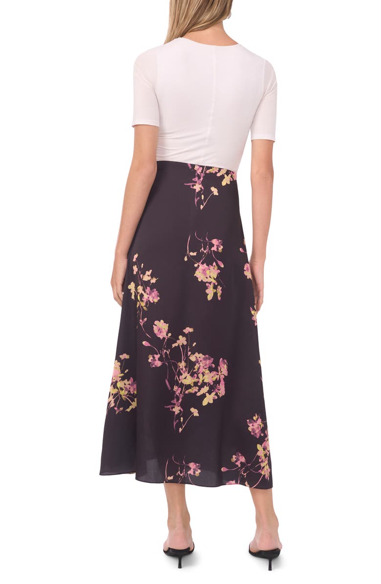 Vince Camuto Floral Midi Skirt, Alternate, color, Rich Black