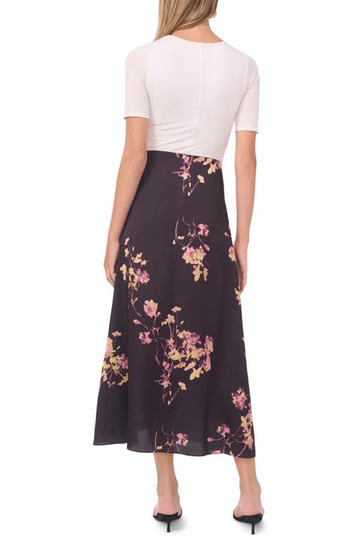 Vince Camuto Floral Midi Skirt In Gold