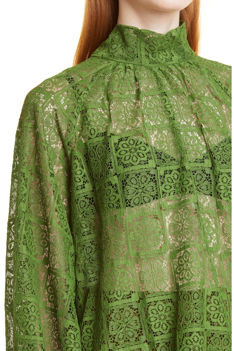 Fan Lace Blouse, Alternate, color, TWIST OF LIME