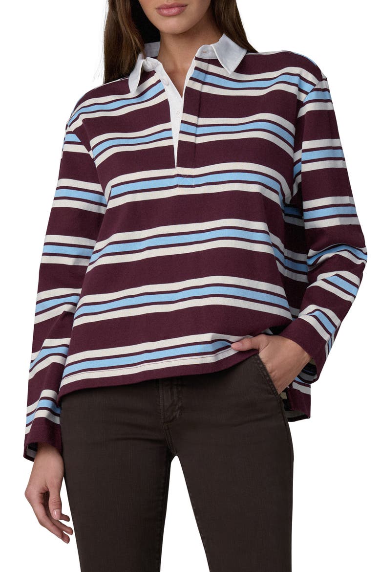 Dylan Striped Rugby Shirt, Main, color, OXBLOOD/ SKY RUGBY