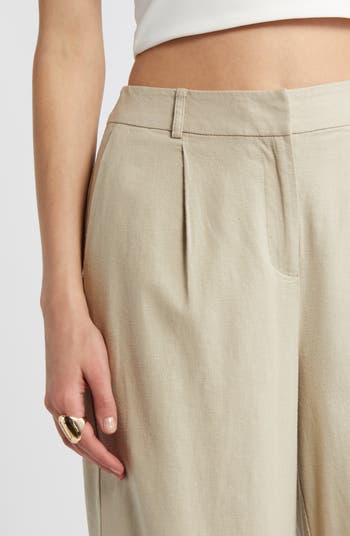 Wide Leg Linen Blend Pants