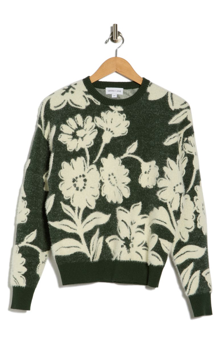 Gemma + Jane Floral Jacquard Sweater, Alternate, color, 