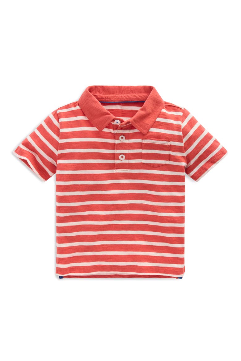 Kids' Stripe Slub Jersey Polo, Main, color, BURNT SIENNA/ IVORY