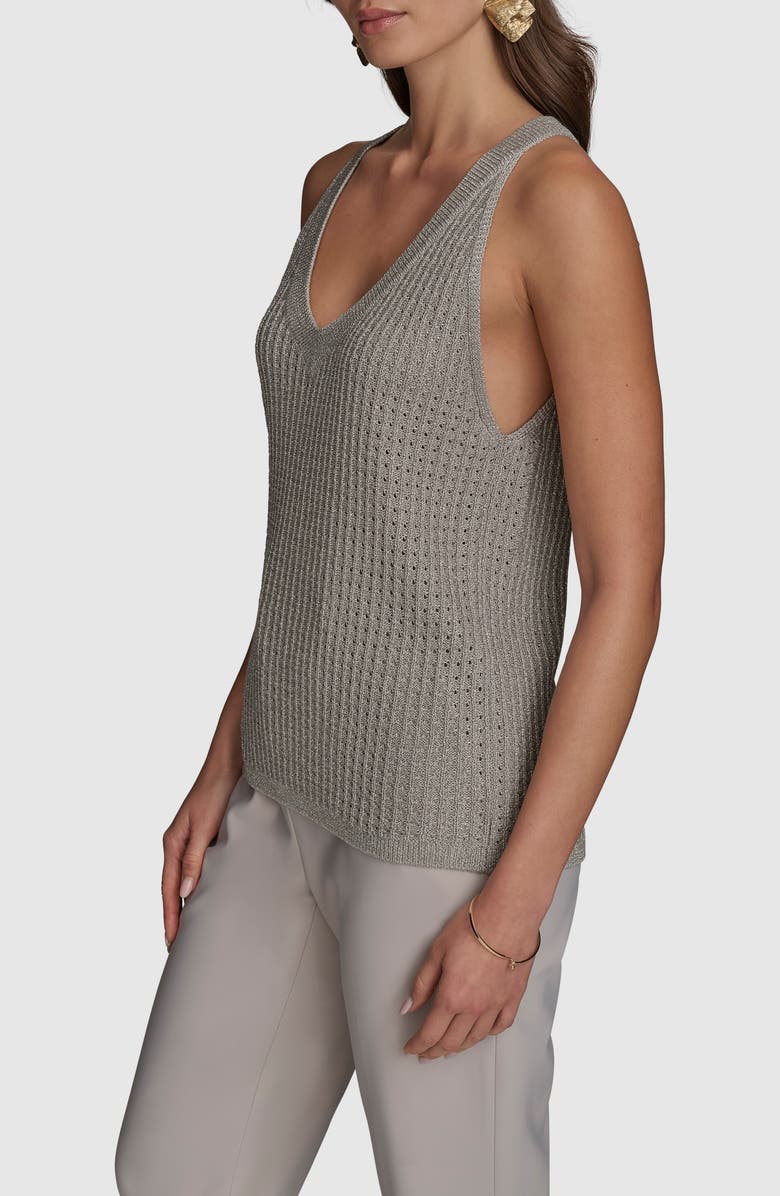 Donna Karan New York V-Neck Pointelle Sweater Tank, Alternate, color, 