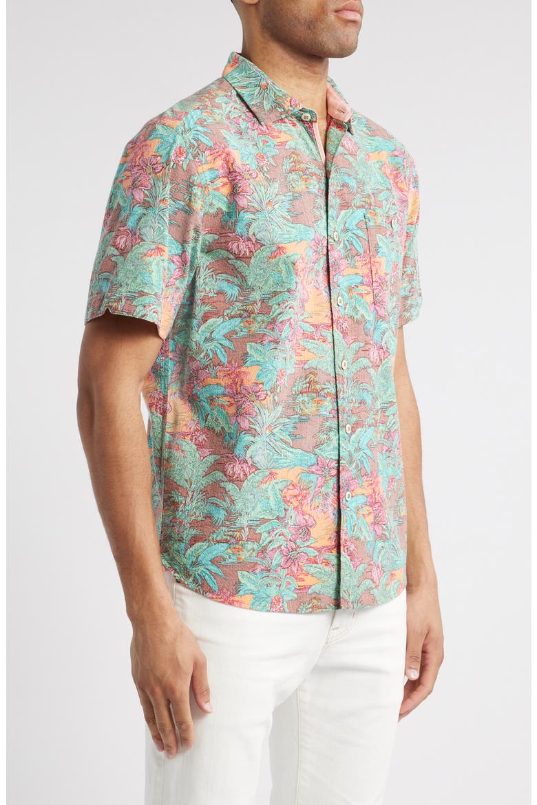 Playa Blanca Paisley Button-Up Shirt, Alternate, color, DARK TERRA COTTA