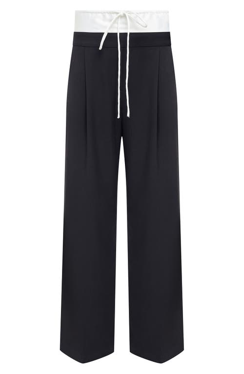 Lioness Frankie Pleated Tie Waist Pants In Black