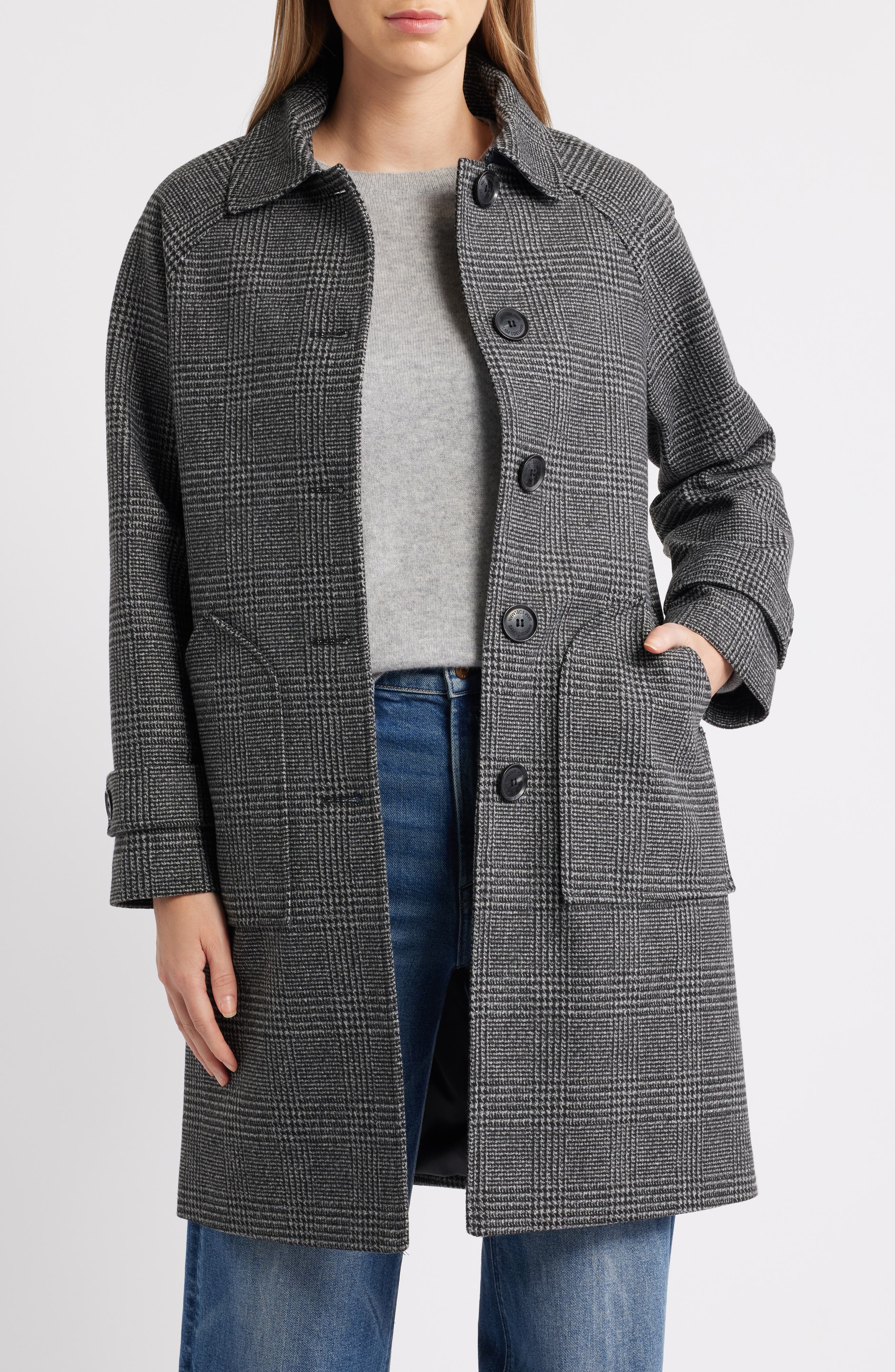 Sam Edelman Plaid Slim Balmacaan Coat