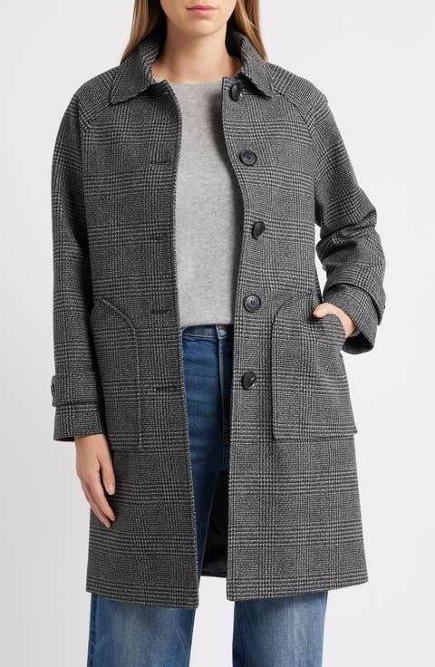 Plaid Slim Balmacaan Coat