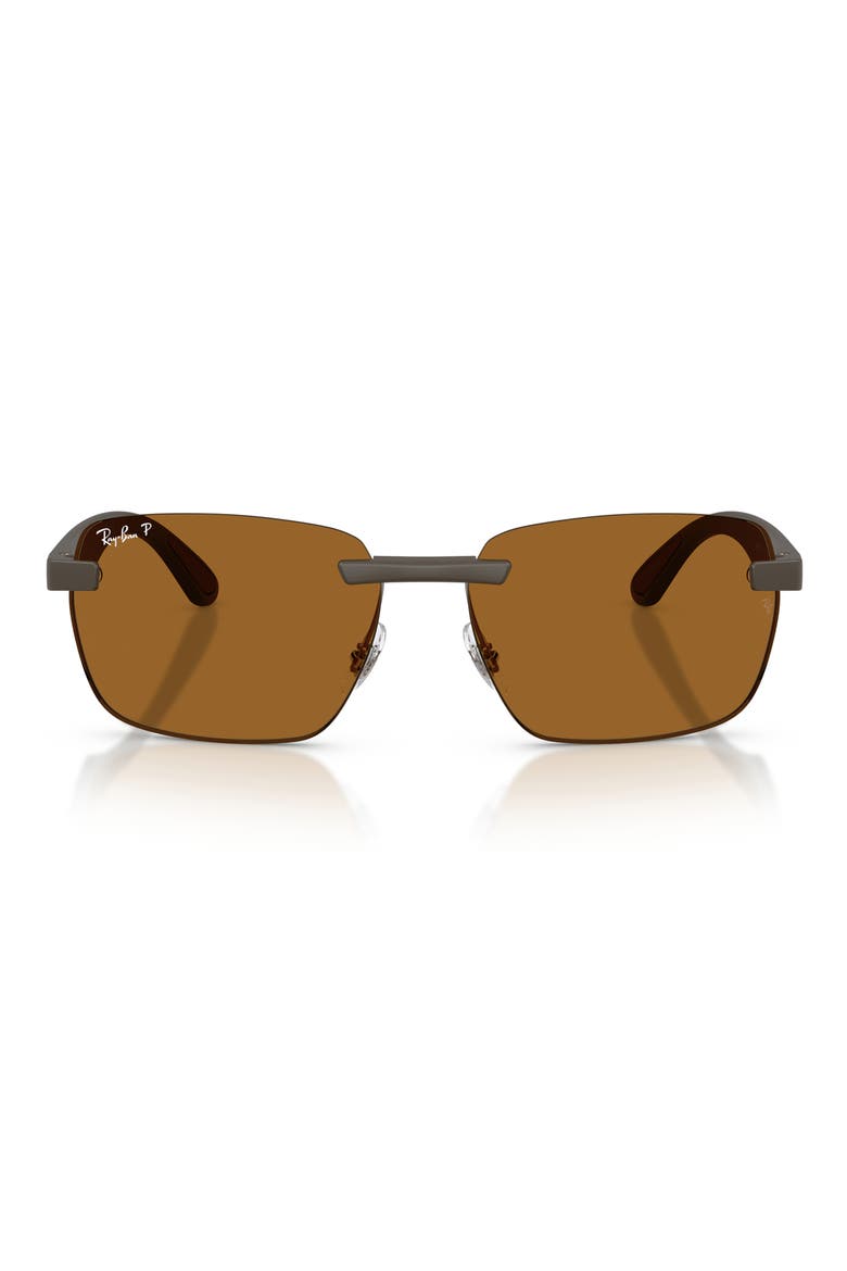 59mm Polarized Rimless Sunglasses, Main, color, SAND BROWN / POLAR BRONZE