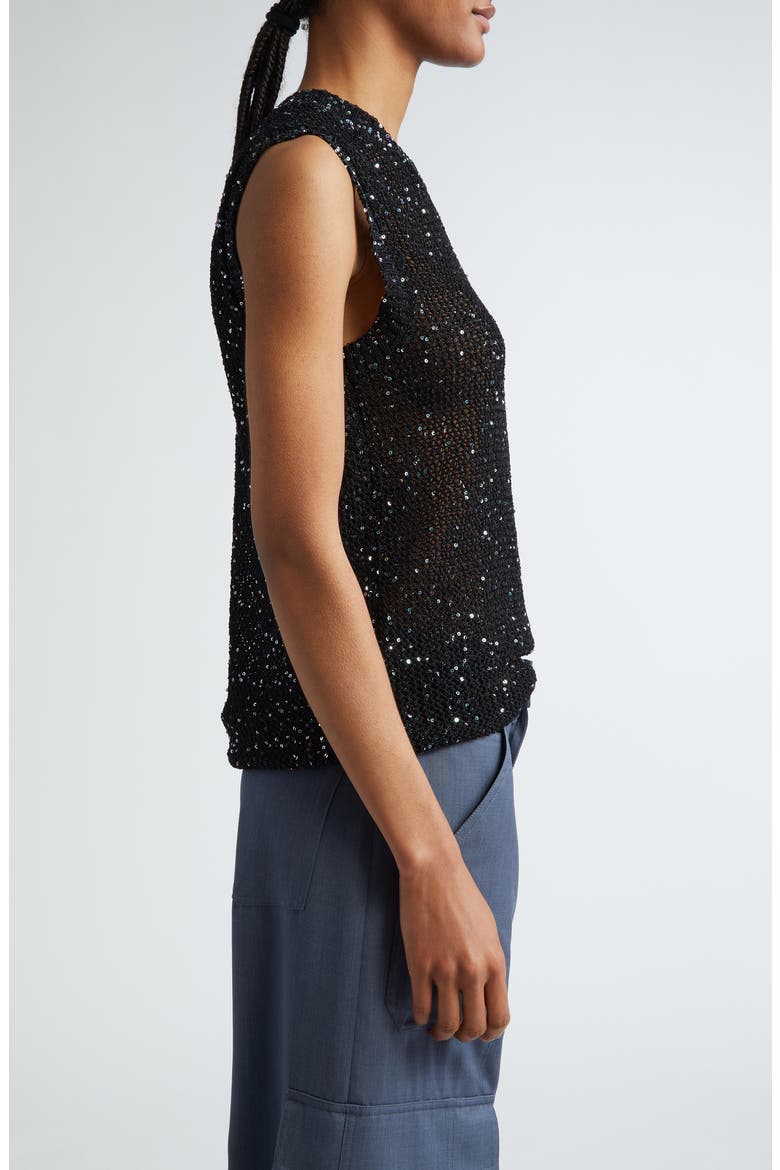 Journey Sequin Sleeveless Sweater, Alternate, color, BLACK