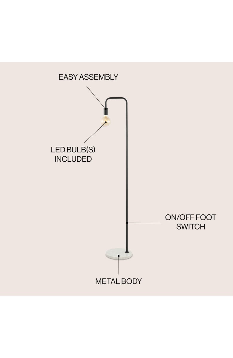 JONATHAN Y Vega Minimalist Edison Metal/Marble Floor Lamp, Alternate, color,