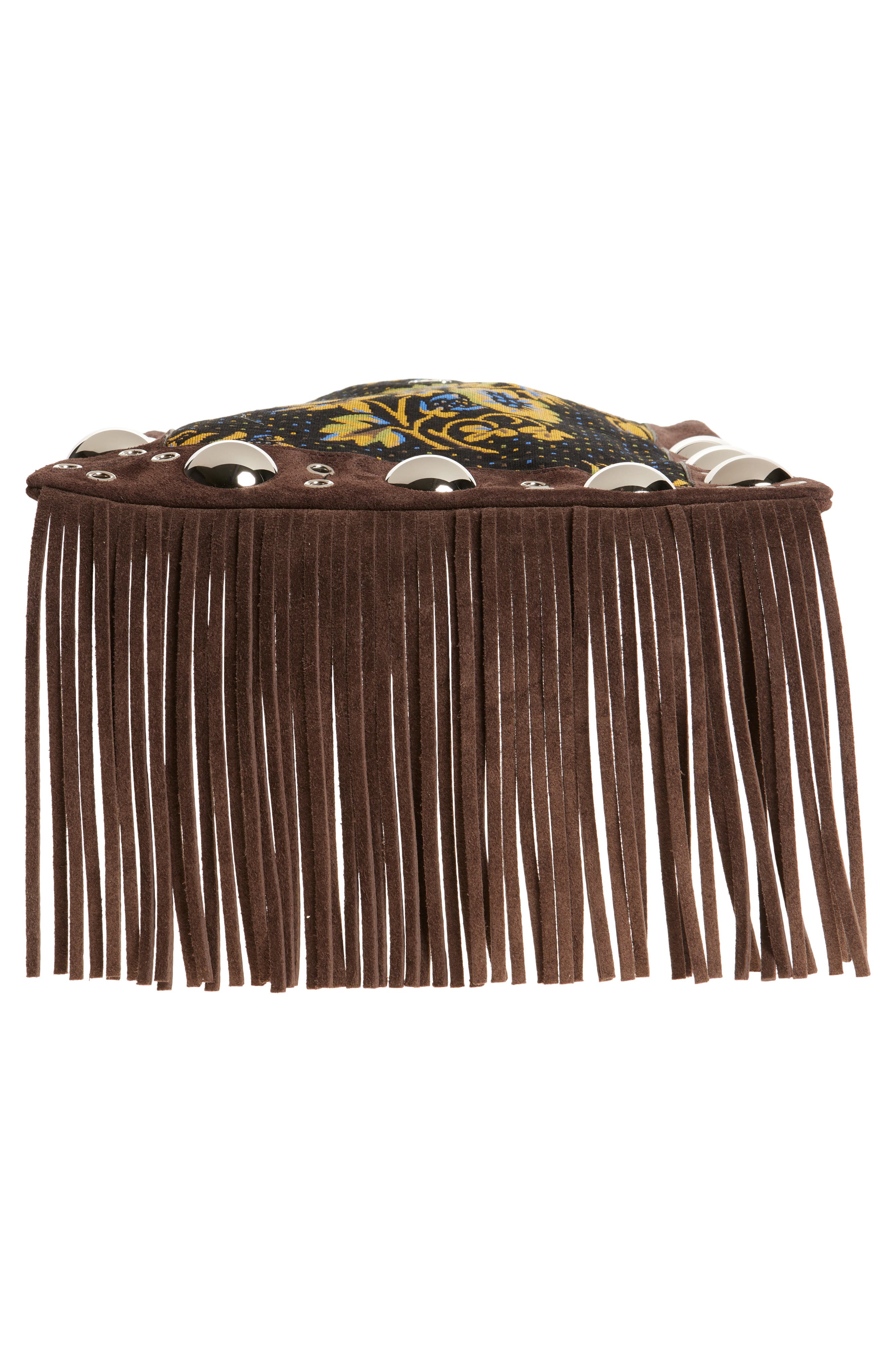 Valentino Garavani Nellcôte Fringed Leather Crossbody Bag, Alternate, color, Brown Multi