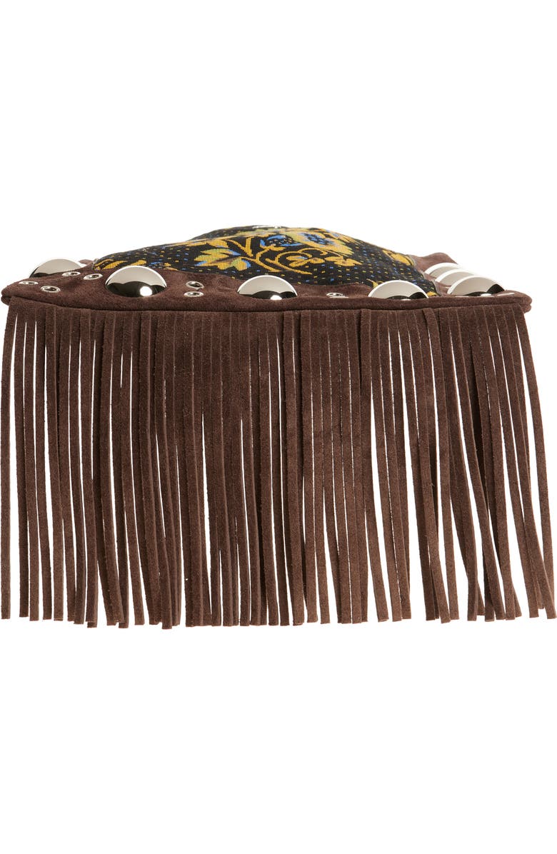 Valentino Garavani Nellcôte Fringed Leather Crossbody Bag, Alternate, color, Brown Multi