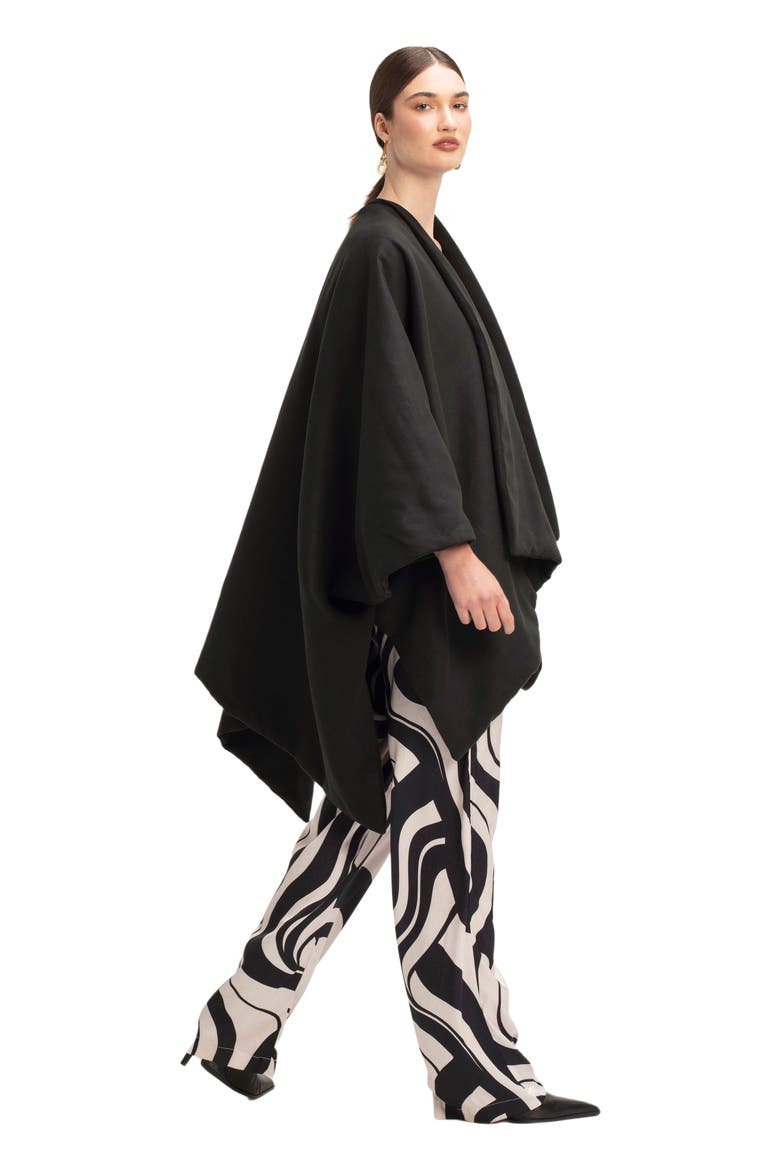 Double-Layered Wrap Cape Noir, Alternate, color, Solid Black